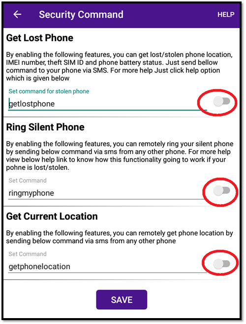 turn on Get Lost Phone on IMEITracker app