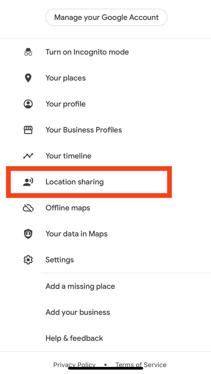 Location Sharing on Google account