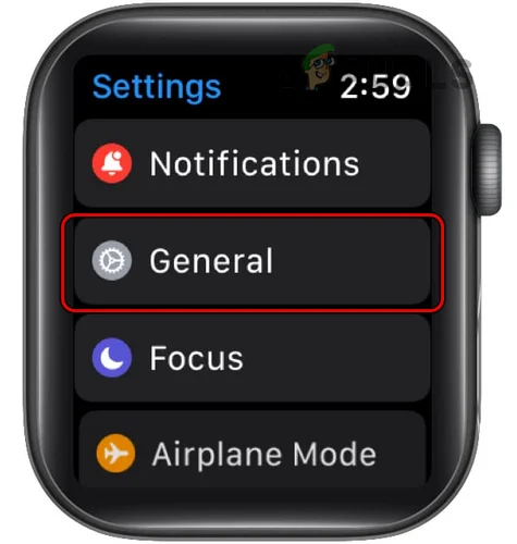Open settings on the Apple Watch > General.