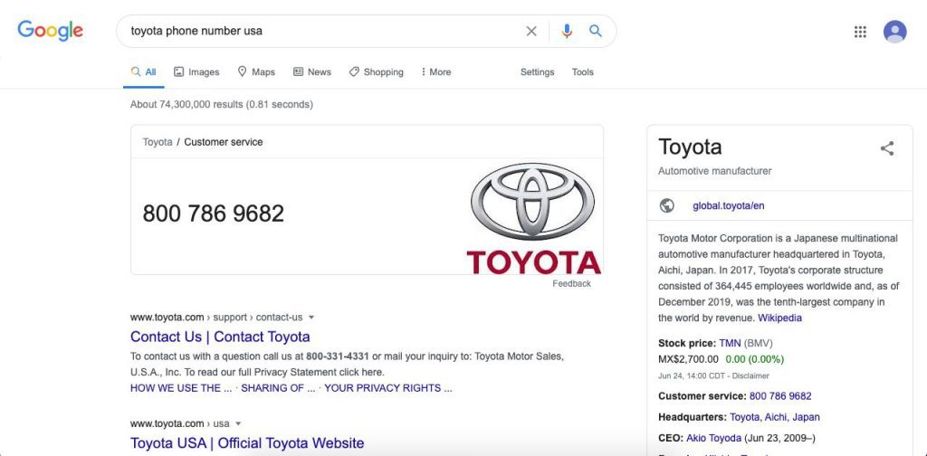 search phone number on Google