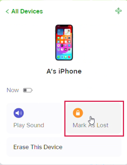 mark the phone as lost