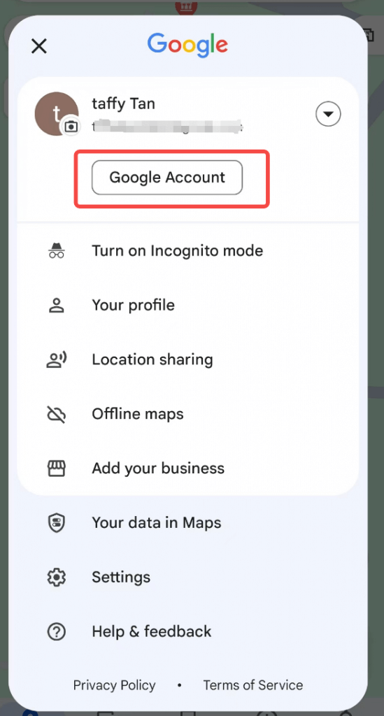 Open your Google account