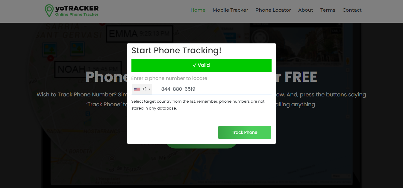 start phone tracking on Yotracker