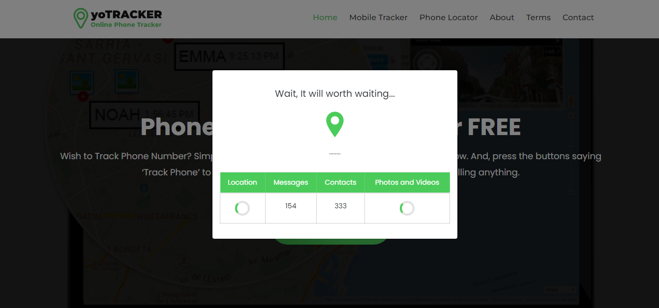wait for Yotracker to track phone