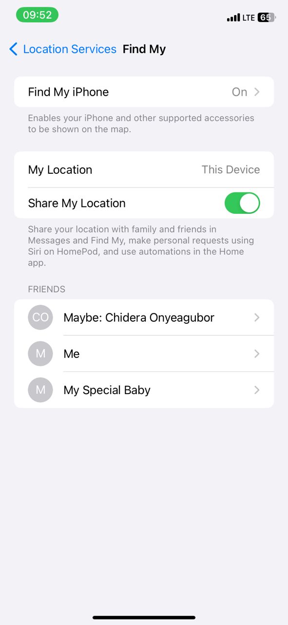 Enable “Share  My Location” 