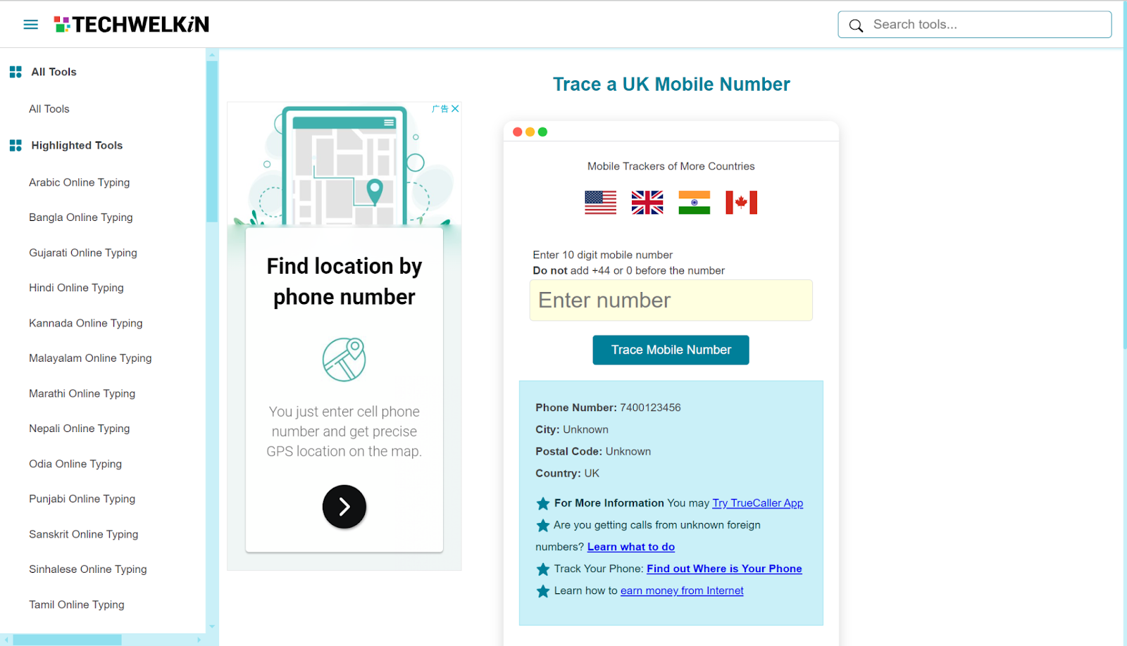 trace a uk mobile number on Techwelkin