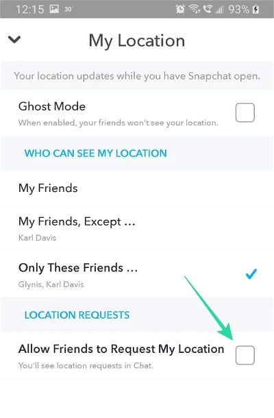 allow friends to request my location