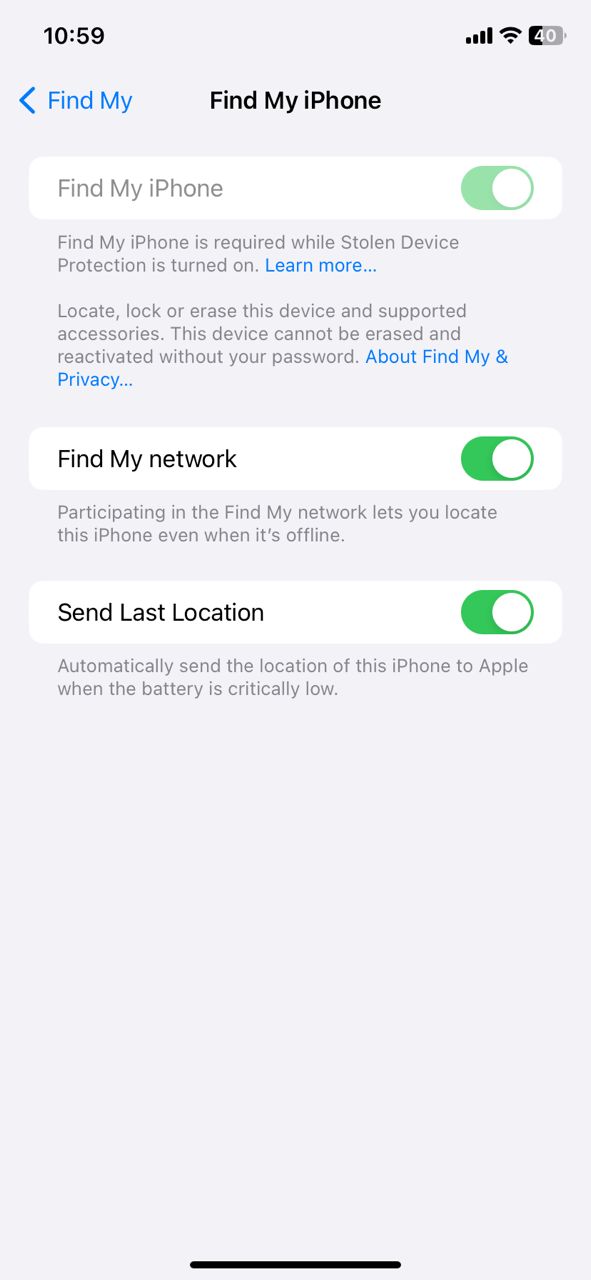 send the last location on iphone