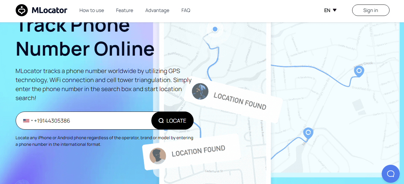 MLocator homepage