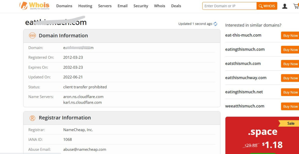check the registrant info on whois
