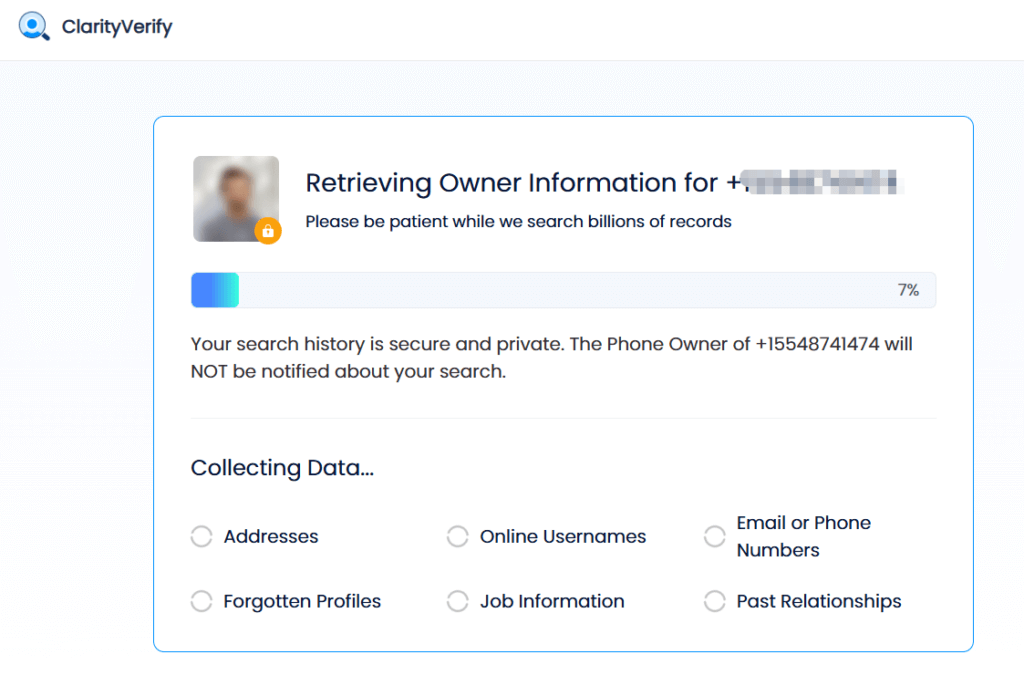 clarityverify phone number search
