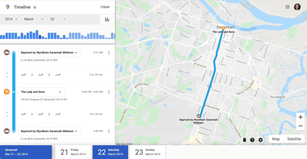 google maps zaman çizelgesi