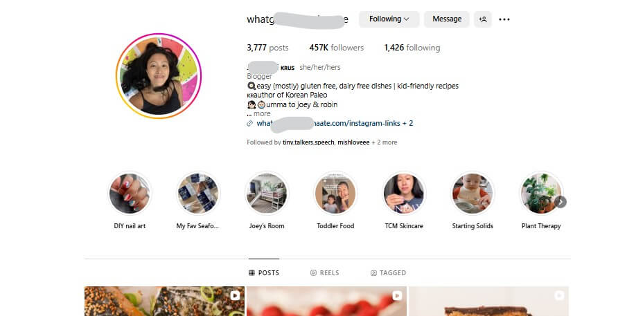 botón de contacto de Instagram