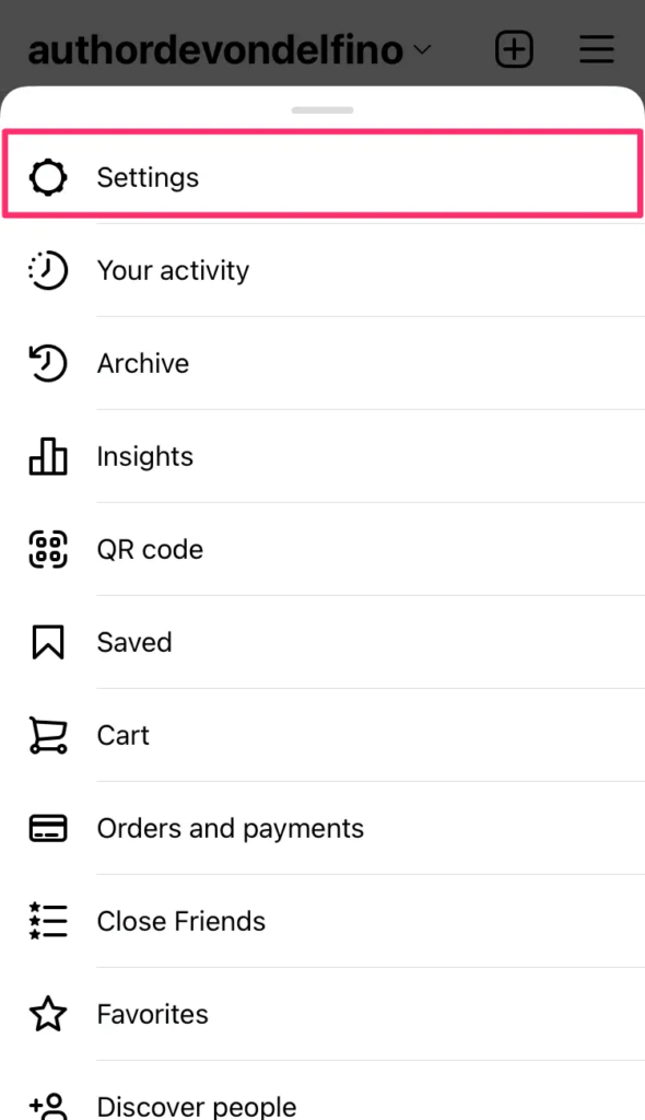 configuración de Instagram