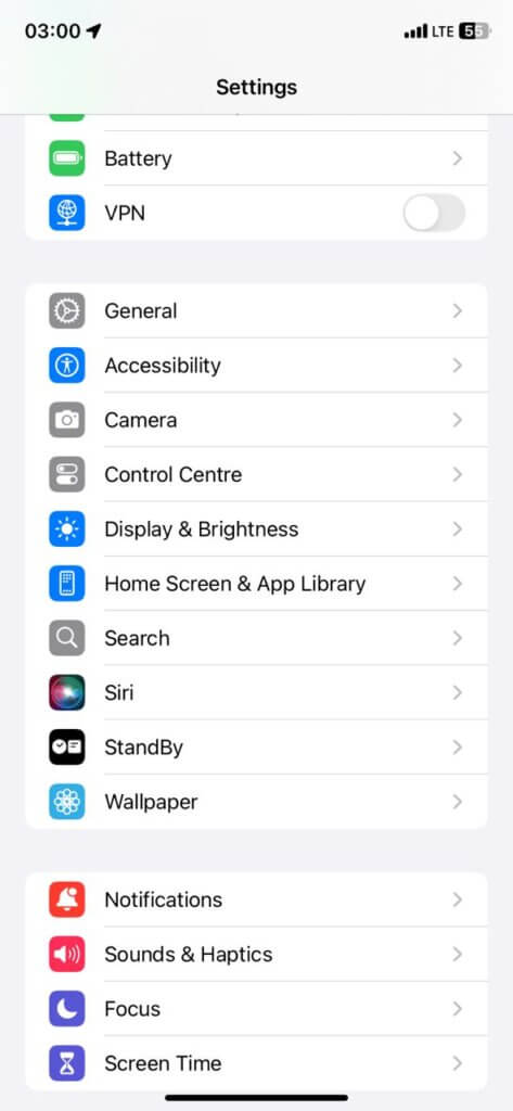 configuración de iphone