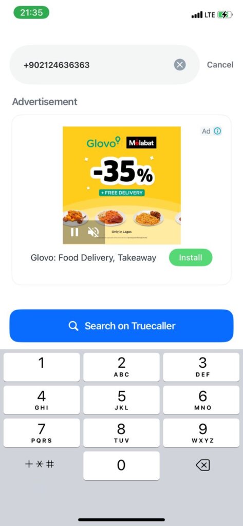 truecaller'da sorgu numarası