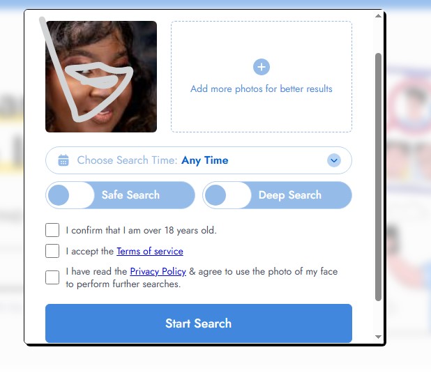 search person on PimEyes