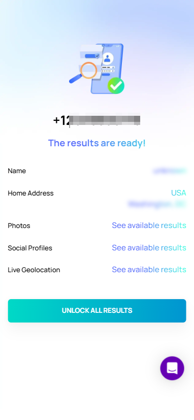 unlock reverse phone number search result