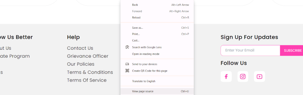 view page source