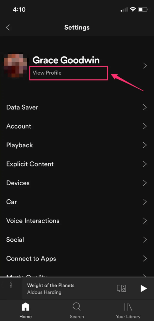 view spotify profile