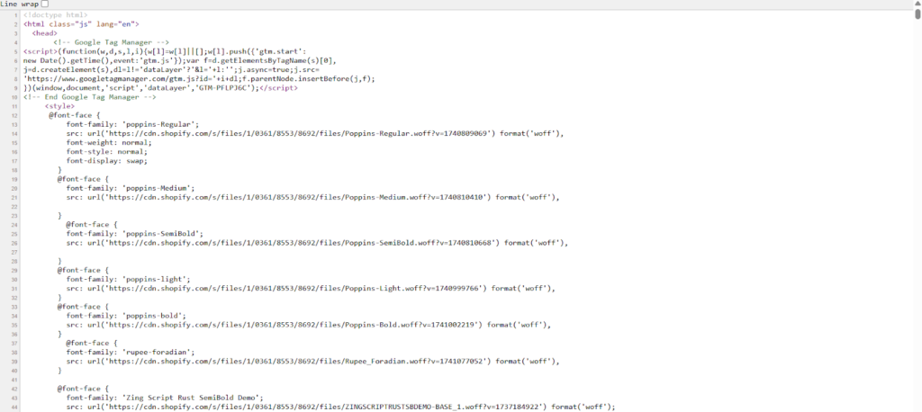 website source code