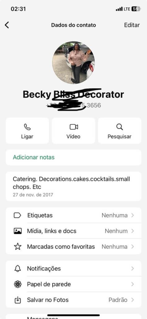 whatsapp contact profile