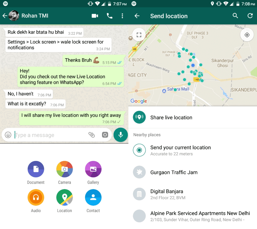 ubicación en vivo de WhatsApp