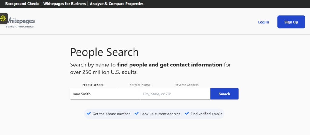 whitepages people search